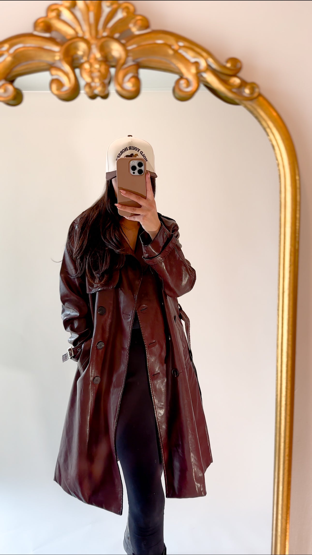 Faux Leather Trench Coat